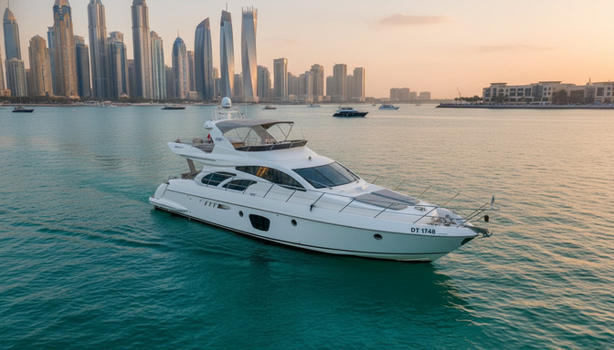 Widok z lotu ptaka na jacht Breeze Destiny 55 ft w Dubai Marina