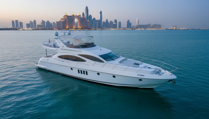 Widok z lotu ptaka na jacht Sapphire Lady 68 ft w Dubai Marina