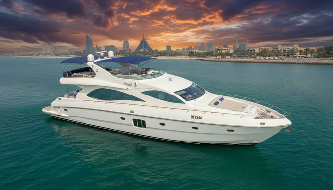 Luftaufnahme der Golden Explorer 88 ft in Dubai Marina