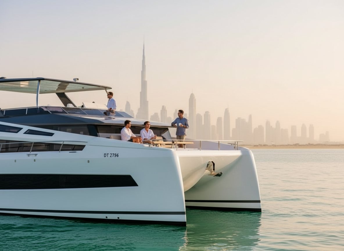 Group of friends relaxing together on the open flybridge of a yacht